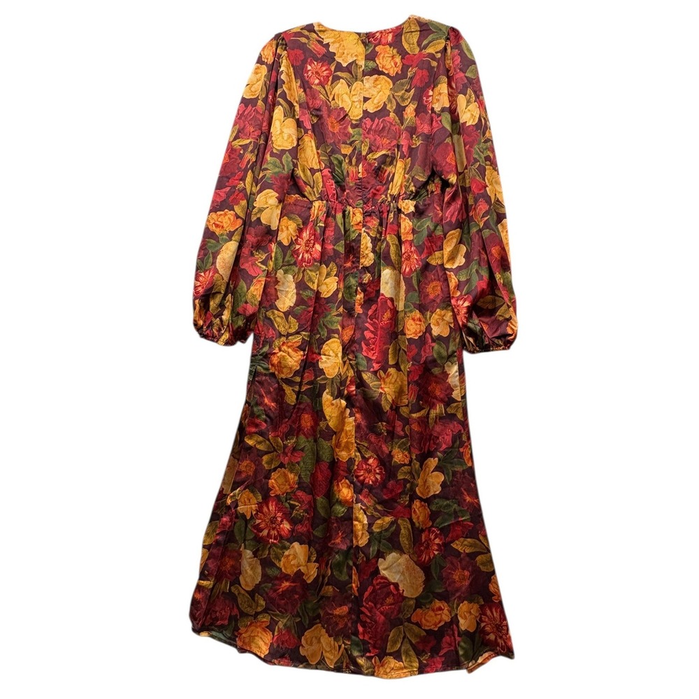 Petal and Pup Zimmer Floral Satin Maxi Dress Sangria Bloom‎ Boho Romantic Chic S - Picture 2 of 8